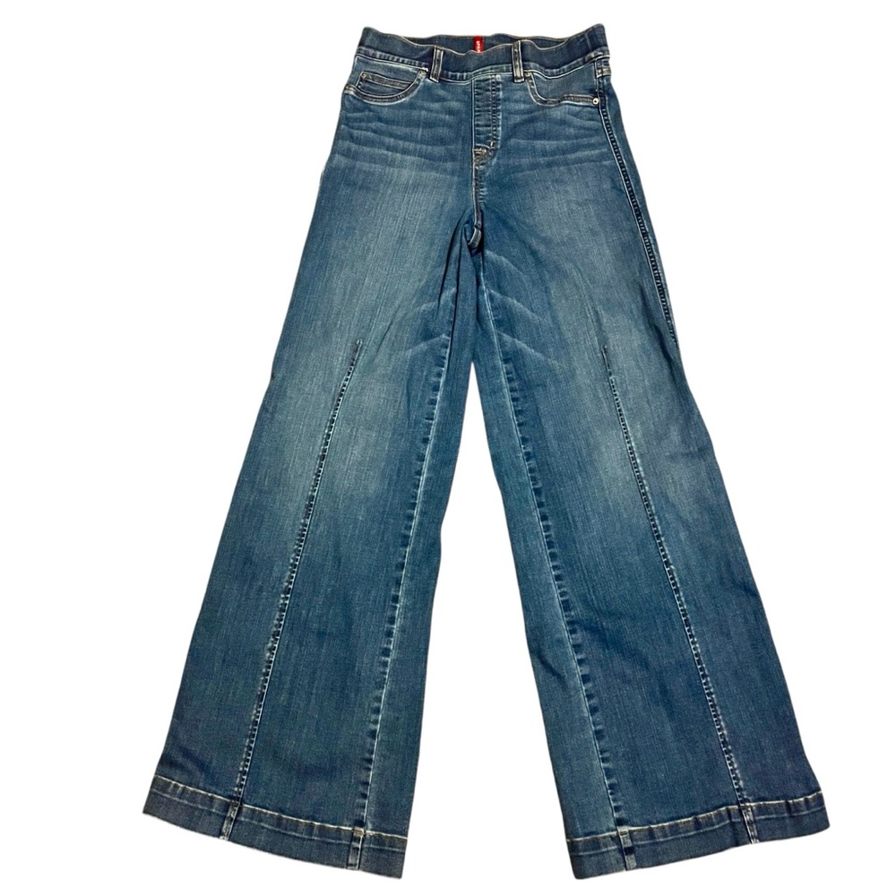 Spanx Seamed Front Wide Leg Blue Jeans-Vintage Indigo Size Medium
